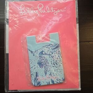 Lilly Pulitzer Blue Oasis New Kids on the Dock Seahorse Phone Card Holder NEW